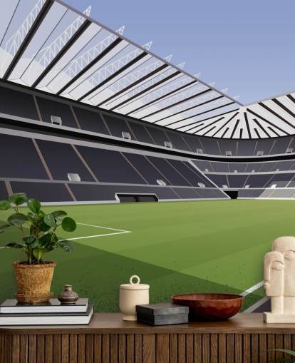 black and green newcastle united wallpaper mural called St James' Park Football Stadium by Matthew J I Wood Design & Illustration for child's bedroom