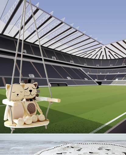 svart och grön Newcastle United tapetväggmålning som heter St James' Park Football Stadium av Matthew J I Wood Design & Illustration för barnets sovrum svart och grön Newcastle United tapetväggmålning som heter St James' Park Football Stadium av Matthew J I Wood Design & Illustration för barnets sovrum