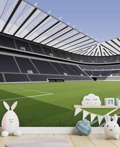 black and green newcastle united wallpaper mural called St James' Park Football Stadium by Matthew J I Wood Design & Illustration for child's bedroom