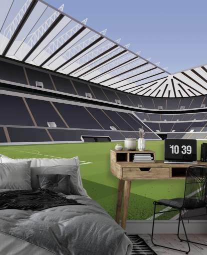 papier peint mural noir et vert de Newcastle United appelé St James' Park Football Stadium par Matthew J I Wood Design & Illustration pour chambre d'enfant