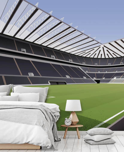 papier peint mural noir et vert de Newcastle United appelé St James' Park Football Stadium par Matthew J I Wood Design & Illustration pour chambre d'enfant