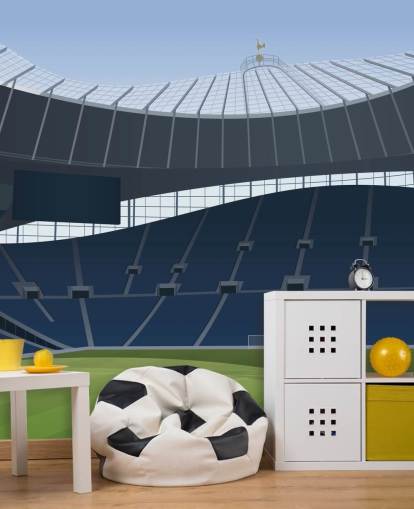 papier peint de stade de football bleu et vert appelé Tottenham Hotspur Stadium Football Stadium par Matthew J I Wood Design & Illustration pour chambres d'enfants
