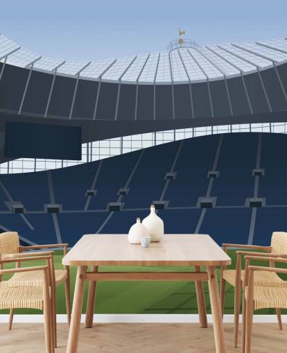 blue and green football stadium wallpaper called Tottenham Hotspur Stadium Football Stadium by Matthew J I Wood Design & Illustration for kids bedrooms