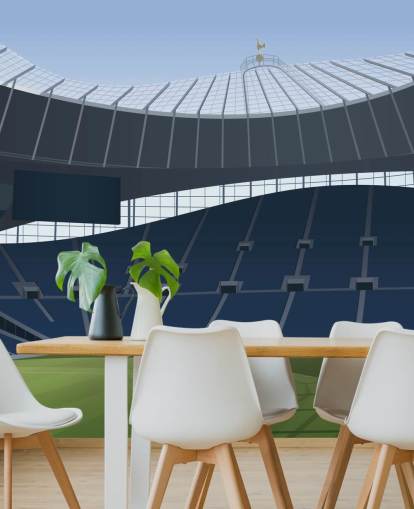 blue and green football stadium wallpaper called Tottenham Hotspur Stadium Football Stadium by Matthew J I Wood Design & Illustration for kids bedrooms