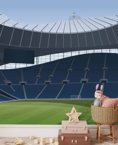 papel de parede de estádio de futebol azul e verde chamado Tottenham Hotspur Stadium Football Stadium de Matthew J I Wood Design e ilustração para quartos infantis