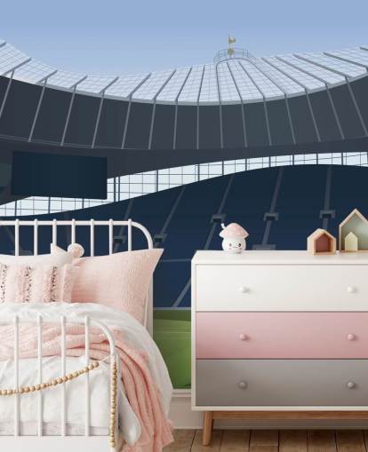 carta da parati blu e verde dello stadio di calcio chiamata Tottenham Hotspur Stadium Football Stadium di Matthew J I Wood Design & Illustration per camerette per bambini carta da parati blu e verde dello stadio di calcio chiamata Tottenham Hotspur Stadium Football Stadium di Matthew J I Wood Design & Illustration per camerette per bambini