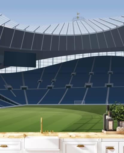 blå og grøn fodboldstadion tapet kaldet Tottenham Hotspur Stadium Football Stadium af Matthew J I Wood Design & Illustration til børns soveværelser