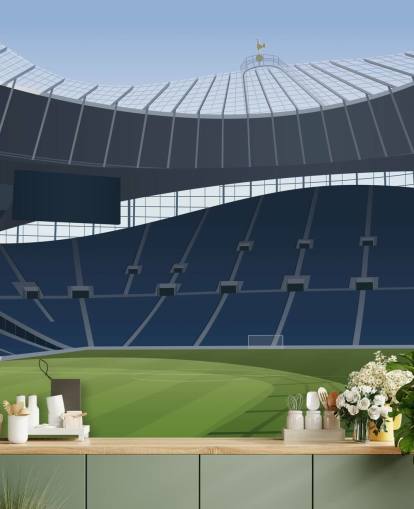 blue and green football stadium wallpaper called Tottenham Hotspur Stadium Football Stadium by Matthew J I Wood Design & Illustration for kids bedrooms blue and green football stadium wallpaper called Tottenham Hotspur Stadium Football Stadium by Matthew J I Wood Design & Illustration for kids bedrooms
