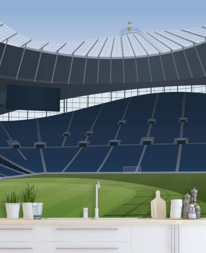 blue and green football stadium wallpaper called Tottenham Hotspur Stadium Football Stadium by Matthew J I Wood Design & Illustration for kids bedrooms blue and green football stadium wallpaper called Tottenham Hotspur Stadium Football Stadium by Matthew J I Wood Design & Illustration for kids bedrooms
