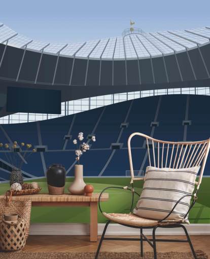 papel pintado azul y verde de un estadio de fútbol llamado Tottenham Hotspur Stadium Football Stadium de Matthew J I Wood Diseño e ilustración para dormitorios de niños