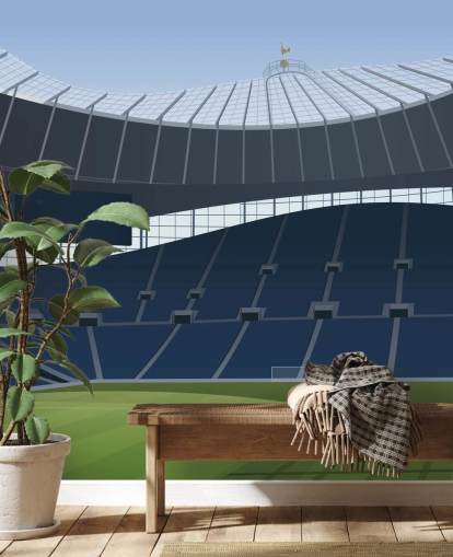 blue and green football stadium wallpaper called Tottenham Hotspur Stadium Football Stadium by Matthew J I Wood Design & Illustration for kids bedrooms blue and green football stadium wallpaper called Tottenham Hotspur Stadium Football Stadium by Matthew J I Wood Design & Illustration for kids bedrooms
