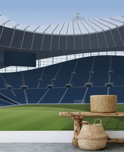 blue and green football stadium wallpaper called Tottenham Hotspur Stadium Football Stadium by Matthew J I Wood Design & Illustration for kids bedrooms blue and green football stadium wallpaper called Tottenham Hotspur Stadium Football Stadium by Matthew J I Wood Design & Illustration for kids bedrooms