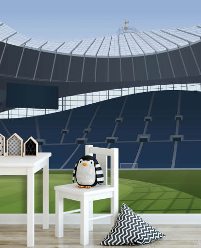 blue and green football stadium wallpaper called Tottenham Hotspur Stadium Football Stadium by Matthew J I Wood Design & Illustration for kids bedrooms blue and green football stadium wallpaper called Tottenham Hotspur Stadium Football Stadium by Matthew J I Wood Design & Illustration for kids bedrooms