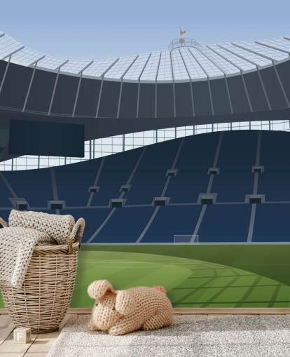 blue and green football stadium wallpaper called Tottenham Hotspur Stadium Football Stadium by Matthew J I Wood Design & Illustration for kids bedrooms