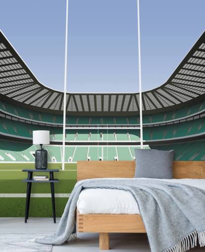 vihreä englantilainen rugby-taustakuvamaalaus nimeltä Twickenham Rugby Stadium, kirjoittanut Matthew J I Wood Design & Illustration vihreä englantilainen rugby-taustakuvamaalaus nimeltä Twickenham Rugby Stadium, kirjoittanut Matthew J I Wood Design & Illustration
