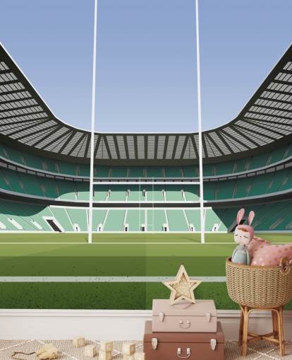grønt england rugby tapet veggmaleri kalt Twickenham Rugby Stadium av Matthew J I Wood Design & Illustration