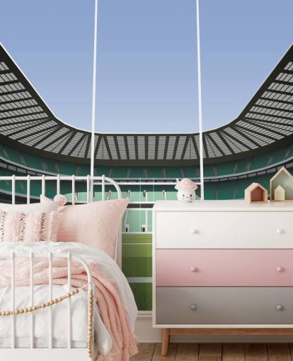Grünes England-Rugby-Tapetenwandbild mit dem Titel Twickenham Rugby Stadium von Matthew J I Wood Design & Illustration Grünes England-Rugby-Tapetenwandbild mit dem Titel Twickenham Rugby Stadium von Matthew J I Wood Design & Illustration
