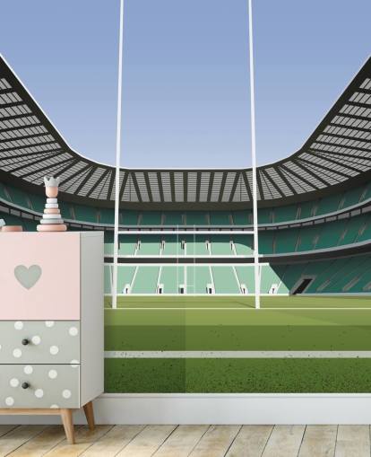 green england rugby wallpaper mural called Twickenham Rugby Stadium by Matthew J I Wood Design & Illustration
