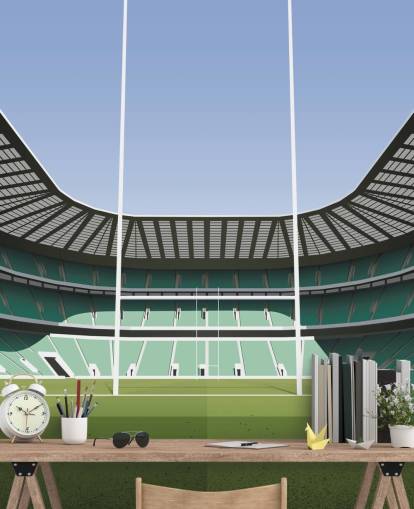green england rugby wallpaper mural called Twickenham Rugby Stadium by Matthew J I Wood Design & Illustration