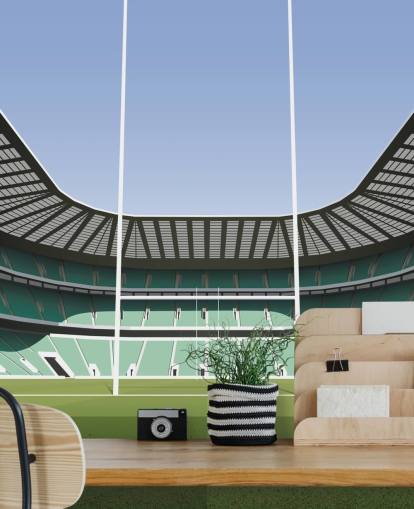 grønt england rugby tapet veggmaleri kalt Twickenham Rugby Stadium av Matthew J I Wood Design & Illustration