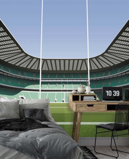 grønt england rugby tapet veggmaleri kalt Twickenham Rugby Stadium av Matthew J I Wood Design & Illustration