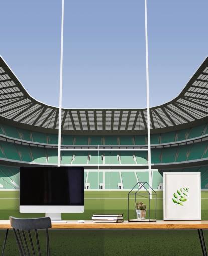green england rugby wallpaper mural called Twickenham Rugby Stadium by Matthew J I Wood Design & Illustration