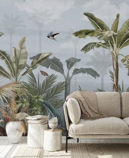 blue jungle wallpaper mural called A Day in the Jungle Blue at Wallsauce for bedrooms blue jungle wallpaper mural called A Day in the Jungle Blue at Wallsauce for bedrooms