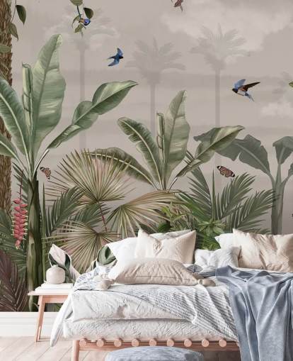 papier peint mural de la jungle intitulé A Day in the Jungle at Wallsauce pour les chambres et les couloirs