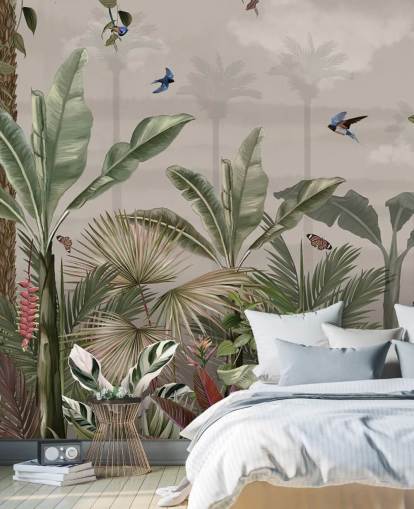 carta da parati murale con giungla chiamata A Day in the Jungle at Wallsauce per camere da letto e corridoi carta da parati murale con giungla chiamata A Day in the Jungle at Wallsauce per camere da letto e corridoi