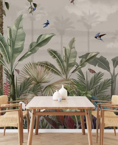 papier peint mural de la jungle intitulé A Day in the Jungle at Wallsauce pour les chambres et les couloirs