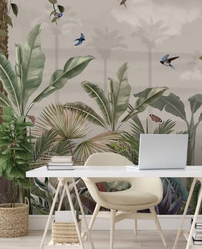 papier peint mural de la jungle intitulé A Day in the Jungle at Wallsauce pour les chambres et les couloirs