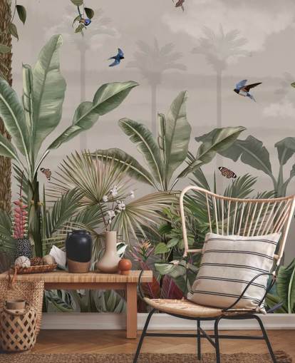 jungle wallpaper mural called A Day in the Jungle at Wallsauce for bedrooms and hallways jungle wallpaper mural called A Day in the Jungle at Wallsauce for bedrooms and hallways