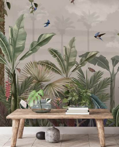 behangmuurschildering met de naam A Day in the Jungle at Wallsauce voor slaapkamers en gangen