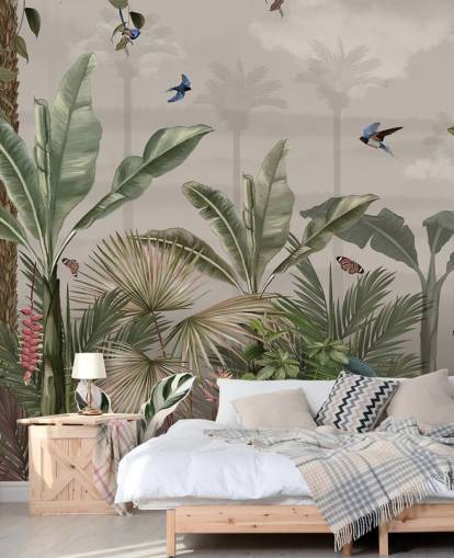 carta da parati murale con giungla chiamata A Day in the Jungle at Wallsauce per camere da letto e corridoi carta da parati murale con giungla chiamata A Day in the Jungle at Wallsauce per camere da letto e corridoi