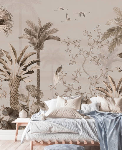 murale di carta da parati chinoiserie chiamato Chinoiserie Tropical Forest at Wallsauce