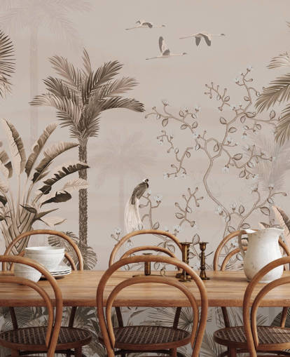 murale di carta da parati chinoiserie chiamato Chinoiserie Tropical Forest at Wallsauce