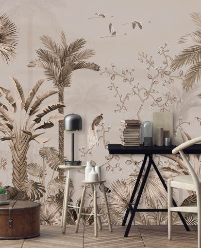 mural de papel pintado de chinoiseries llamado Chinoiserie Tropical Forest en Wallsauce mural de papel pintado de chinoiseries llamado Chinoiserie Tropical Forest en Wallsauce