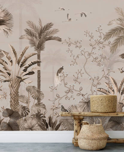 murale di carta da parati chinoiserie chiamato Chinoiserie Tropical Forest at Wallsauce