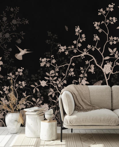 papier peint Dark Jungle appelé Dark Birds and Butterflies chez Wallsauce pour les chambres, les salons et les salles de bain papier peint Dark Jungle appelé Dark Birds and Butterflies chez Wallsauce pour les chambres, les salons et les salles de bain