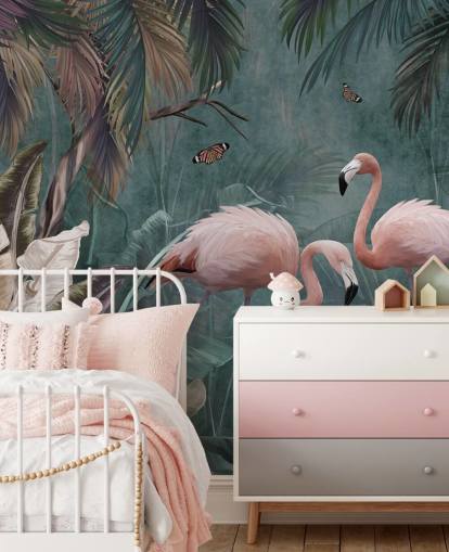 blue flamingo wallpaper mural called Flamingo Couple in the Jungle Blue at Wallsauce for bedrooms and living rooms blue flamingo wallpaper mural called Flamingo Couple in the Jungle Blue at Wallsauce for bedrooms and living rooms