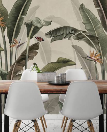 papier peint de palmier vert appelé Palm Trees and Butterflies Green chez Wallsauce pour les chambres, les salons et les cuisines papier peint de palmier vert appelé Palm Trees and Butterflies Green chez Wallsauce pour les chambres, les salons et les cuisines