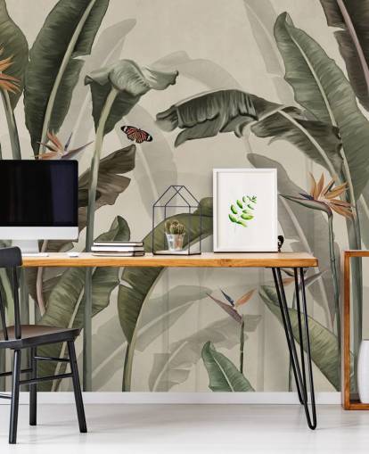 papier peint de palmier vert appelé Palm Trees and Butterflies Green chez Wallsauce pour les chambres, les salons et les cuisines papier peint de palmier vert appelé Palm Trees and Butterflies Green chez Wallsauce pour les chambres, les salons et les cuisines