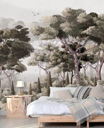 carta da parati murale con foresta grigia chiamata Vintage Forest Landscape Grey at Wallsauce per camere da letto, cucine e uffici carta da parati murale con foresta grigia chiamata Vintage Forest Landscape Grey at Wallsauce per camere da letto, cucine e uffici