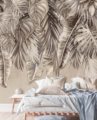 mural de pared de palmeras sepia llamado Hanging Tropical Palm Trees Sepia at Wallsauce para cocinas y baños mural de pared de palmeras sepia llamado Hanging Tropical Palm Trees Sepia at Wallsauce para cocinas y baños