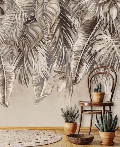 sepia palm trees wall mural called Hanging Tropical Palm Trees Sepia at Wallsauce for kitchens and bathrooms sepia palm trees wall mural called Hanging Tropical Palm Trees Sepia at Wallsauce for kitchens and bathrooms