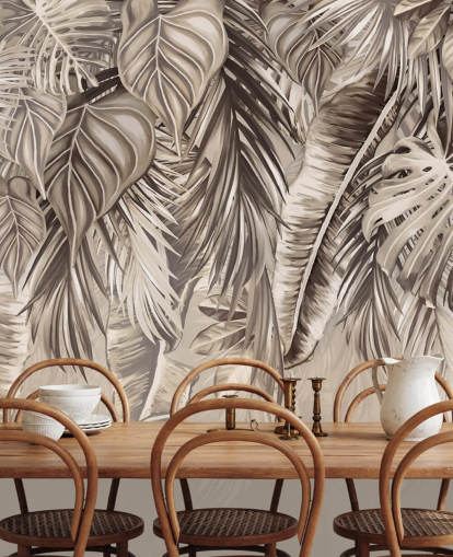 sepia palm trees wall mural called Hanging Tropical Palm Trees Sepia at Wallsauce for kitchens and bathrooms