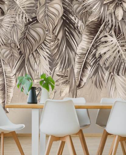 mural de pared de palmeras sepia llamado Hanging Tropical Palm Trees Sepia at Wallsauce para cocinas y baños mural de pared de palmeras sepia llamado Hanging Tropical Palm Trees Sepia at Wallsauce para cocinas y baños