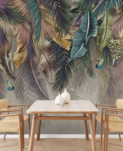 palmboombehang genaamd Hanging Tropical Palm Trees at Wallsauce