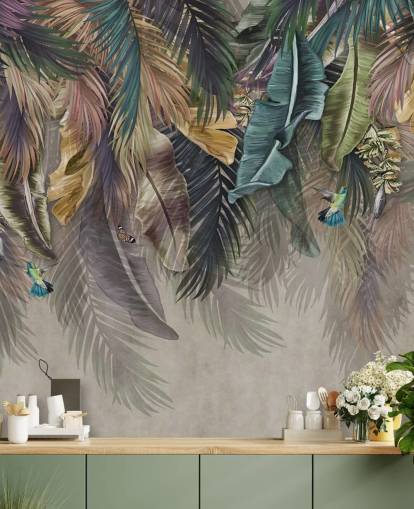 palmetretapet kalt Hanging Tropical Palm Trees på Wallsauce