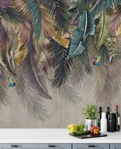 palmetræstapet kaldet Hanging Tropical Palm Trees på Wallsauce palmetræstapet kaldet Hanging Tropical Palm Trees på Wallsauce